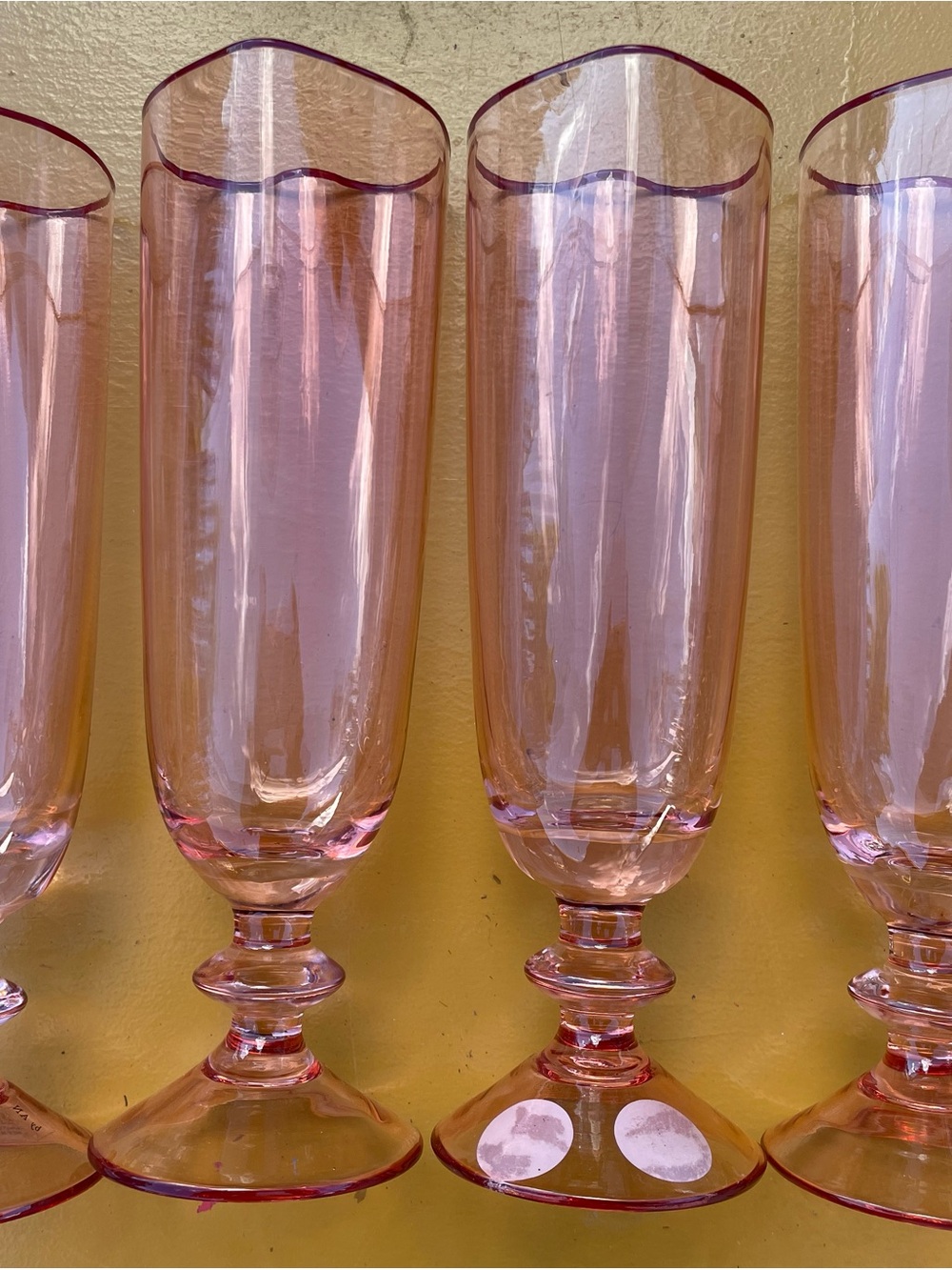 Anthropologie Pink Heart Champagne Flutes